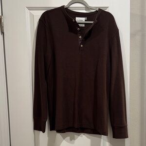 Goodfellow & Co Men's Dark Brown Long Sleeve Henley